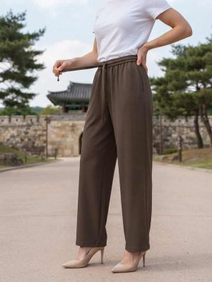 Pantalon long femme jambe droite décontracté