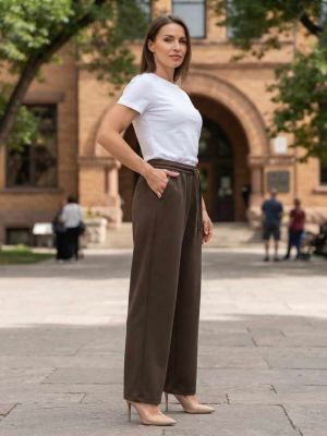 Pantalon long femme jambe droite décontracté