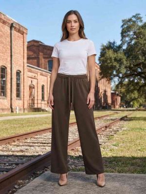 Pantalon long femme jambe droite casual