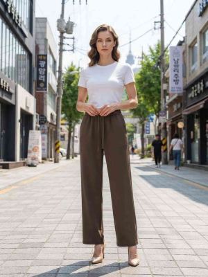 Pantalon long décontracté femme, jambe droite