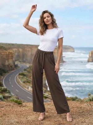 Pantalon long femme casual droit, sport, cordon, usage quotidien