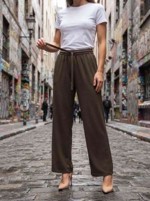 Pantalon long femme, jambe droite, casual sportif, cordon, usage quotidien