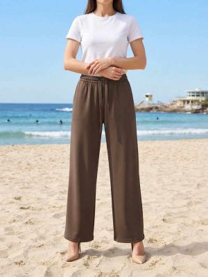 Pantalon long femme casual droit, sport, cordon, usage quotidien