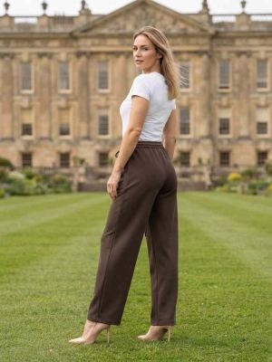 Pantalon long femme jambe droite casual