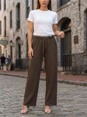 Pantalon long femme, jambe droite, casual sportif, cordon, usage quotidien
