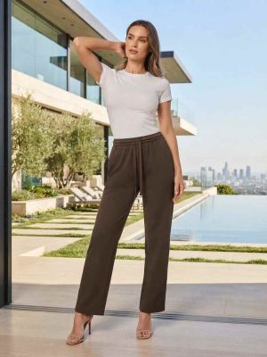 Pantalon long femme jambe droite décontracté