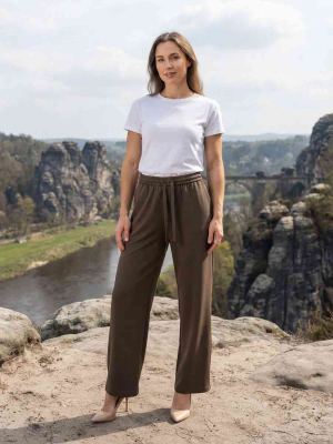 Pantalon long femme jambe droite décontracté