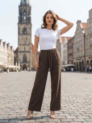 Pantalon long femme jambe droite casual