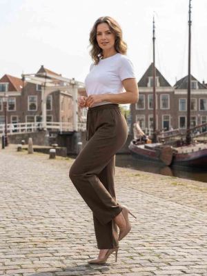 Pantalon long femme jambe droite casual