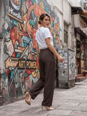 Pantalon long femme, jambe droite, casual, sports, jogging, cordon