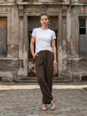 Pantalon long femme jambe droite décontracté