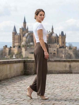 Pantalon long femme, jambe droite, casual, sports, jogging, cordon