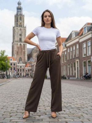 Pantalon long femme jambe droite casual décontracté