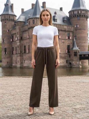 Pantalon long femme jambe droite décontracté