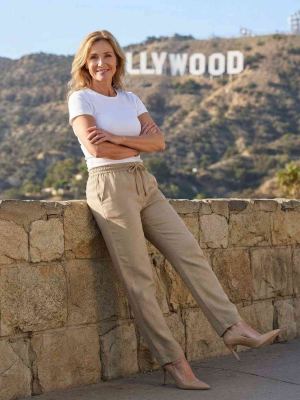 Pantalon femme casual, jambe droite, cordon de serrage