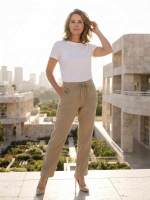 Pantalon long femme, coupe droite, décontracté, cordon de serrage