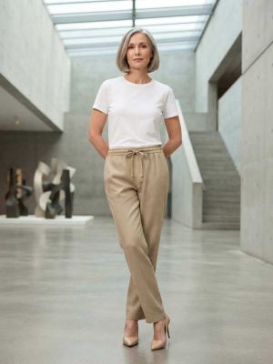Pantalon long casual femme, jambes droites, usage quotidien