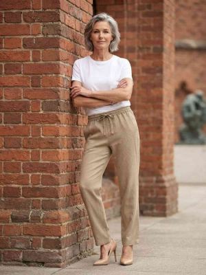 Pantalon long décontracté femme, jambe droite