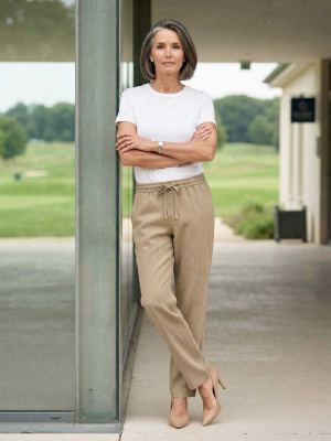 Pantalon long casual femme, jambes droites, usage quotidien