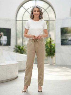 Pantalon long femme jambe droite décontracté