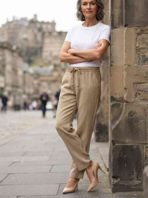 Pantalon femme long jambe droite casual sportif à cordons