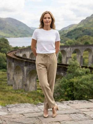 Pantalon casual femme jambe droite décontracté sportif cordon