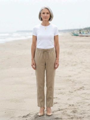 Pantalon long casual femme, jambes droites, usage quotidien