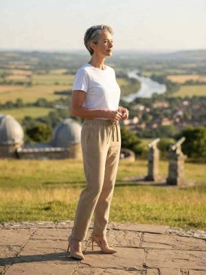 Pantalon long casual femme, jambes droites, usage quotidien