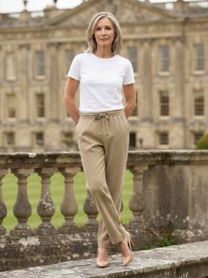 Pantalon long femme jambe droite décontracté
