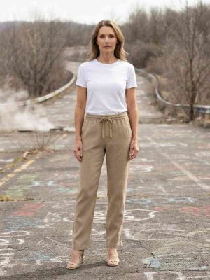 Pantalon casual femme jambe droite, longueur régulière, confortable