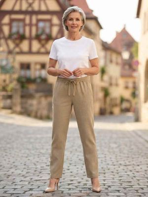Pantalon droit casual femme taille normal