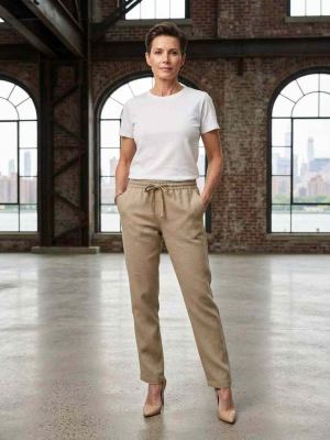 Pantalon long décontracté femme, jambes droites