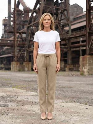 Pantalon long femme, jambe droite, casual, sportif, cordon de serrage, usage quotidien