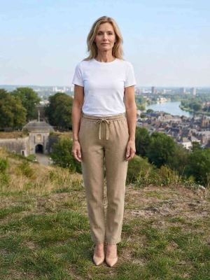 Pantalon long femme casual droit, sport, cordon, usage quotidien