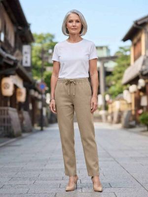 Pantalon long femme, coupe droite, décontracté, cordon de serrage