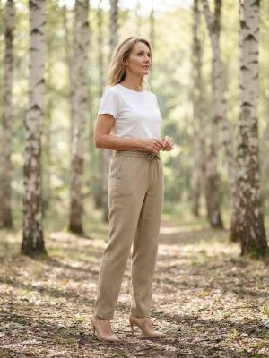 Pantalon long femme, coupe droite, décontracté, cordon de serrage