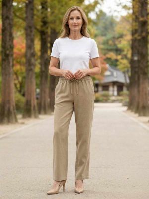 Pantalon long femme jambe droite casual