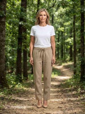 Pantalon long décontracté femme, jambes droites