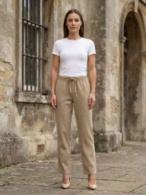 Pantalon long décontracté femme, jambes droites