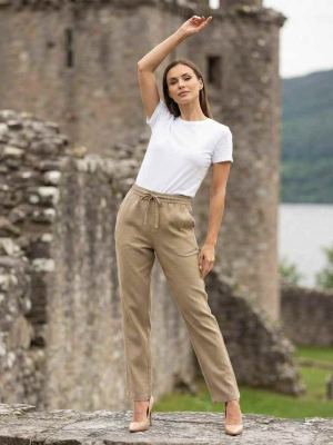 Pantalon décontracté femme, jambe droite, usage quotidien