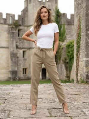 Pantalon long femme jambe droite décontracté