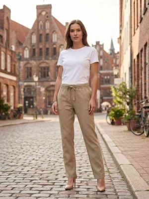 Pantalon droit casual femme taille normal