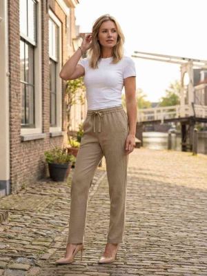 Pantalon long femme jambe droite décontracté