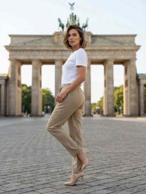 Pantalon long femme, coupe droite, décontracté, cordon de serrage