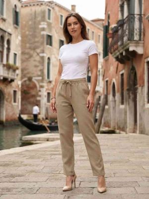 Pantalon long femme, jambe droite, casual sportif, cordon, usage quotidien