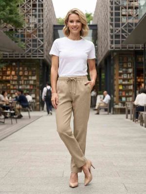 Pantalon long droit casual pour femme, usage quotidien