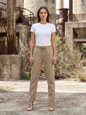 Pantalon long femme casual droit, sport, cordon, usage quotidien