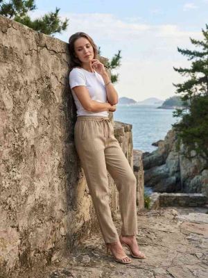 Pantalon long décontracté femme, jambe droite
