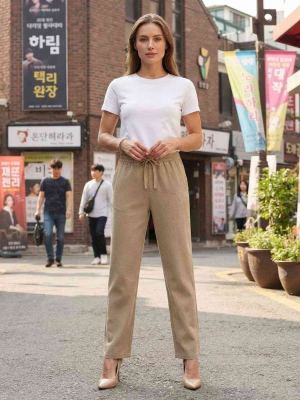 Pantalon long décontracté femme, jambe droite