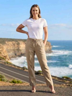Pantalon long femme jambe droite décontracté